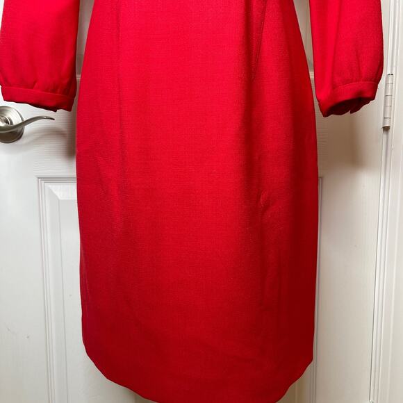 J Crew Collection Red Orange 100% Wool Dress size 4 Med - Picture 3 of 12